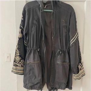 Free People Grey Golden Quills Jacket